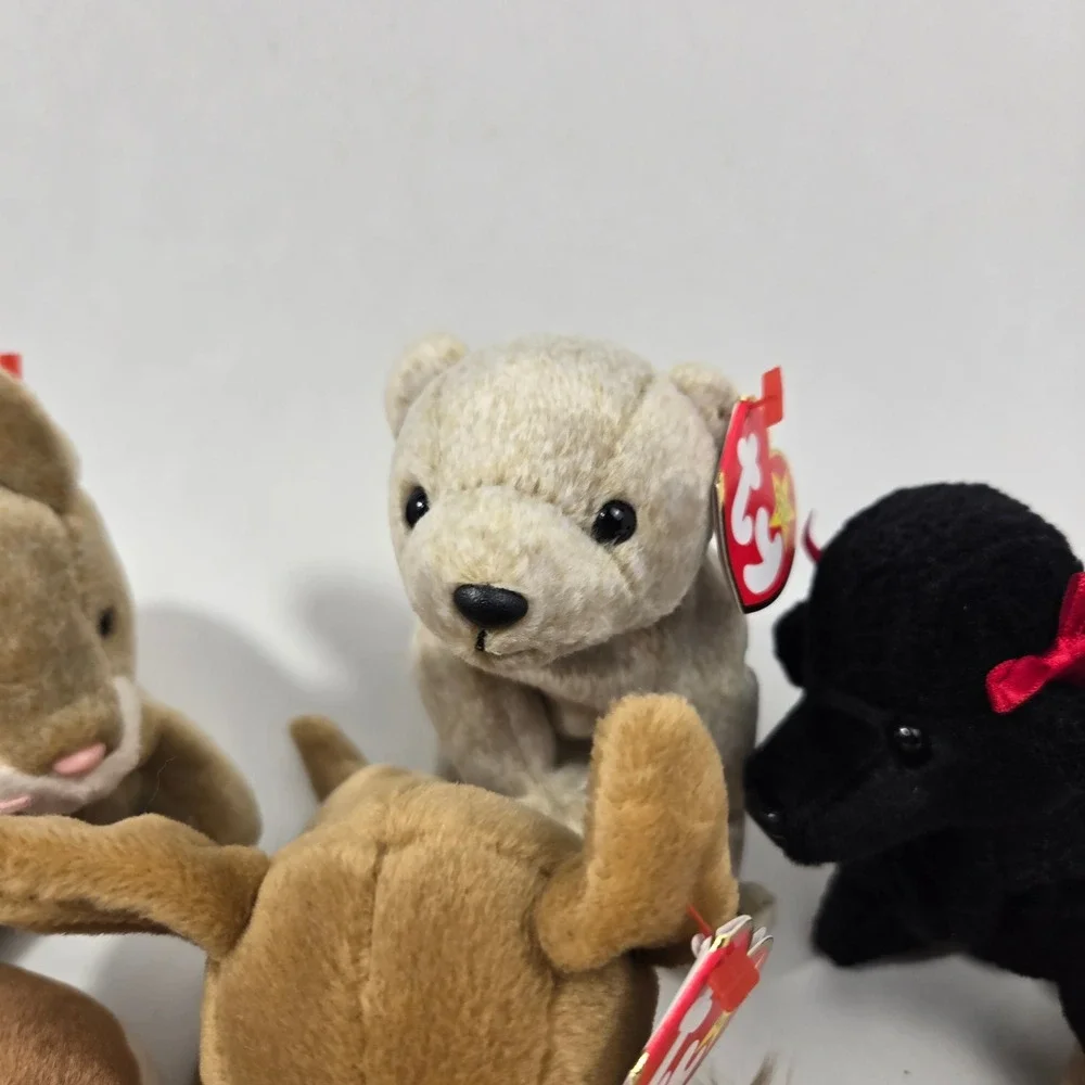 Ty Beanie Babies Dog Collection Tiny Gigi Spunky Wrinkles Tuffy Plush Lot of 7